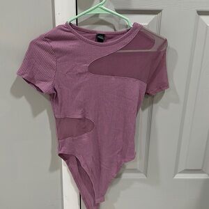 Wild Fable Purple Sheer Cutout Bodysuit